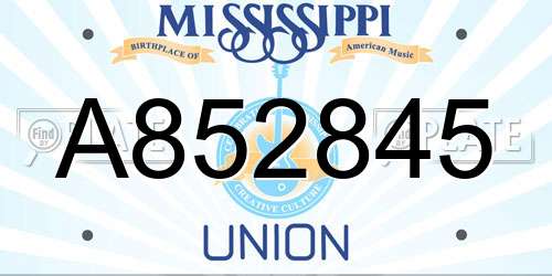 A852845 Mississippi License Plate