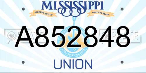 A852848 Mississippi License Plate