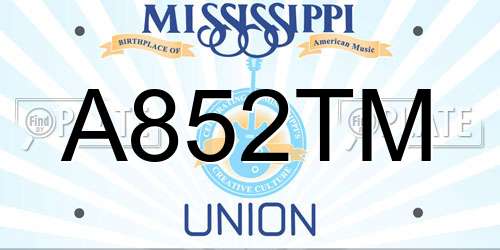 A852TM Mississippi License Plate