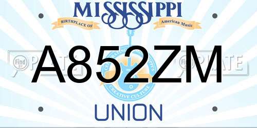 A852ZM Mississippi License Plate
