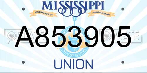 A853905 Mississippi License Plate