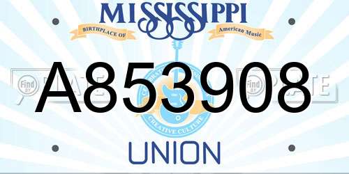 A853908 Mississippi License Plate