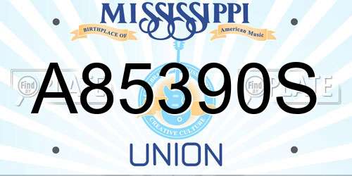 A85390S Mississippi License Plate