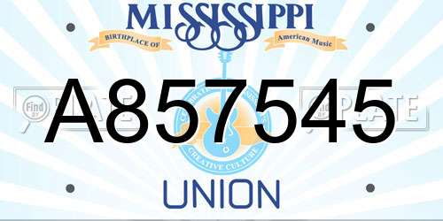 A857545 Mississippi License Plate
