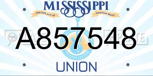 A857548 Mississippi License Plate