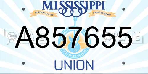 A857655 Mississippi License Plate