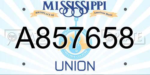 A857658 Mississippi License Plate