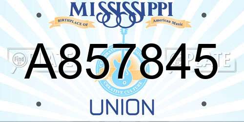 A857845 Mississippi License Plate