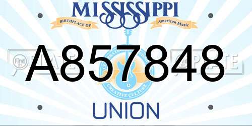A857848 Mississippi License Plate