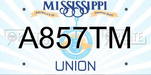 A857TM Mississippi License Plate