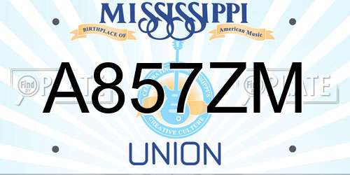 A857ZM Mississippi License Plate