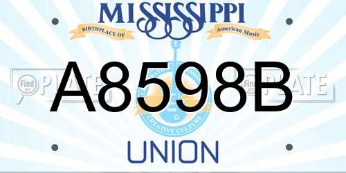 A8598B Mississippi License Plate