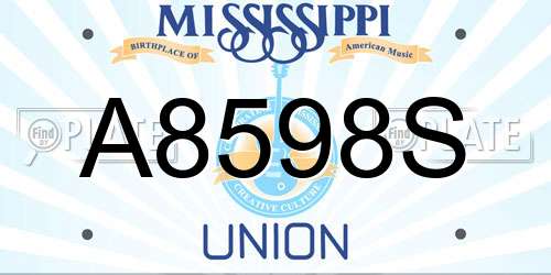A8598S Mississippi License Plate