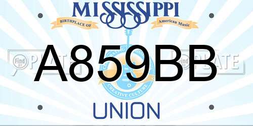 A859BB Mississippi License Plate