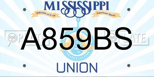 A859BS Mississippi License Plate