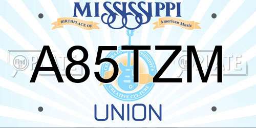 A85TZM Mississippi License Plate