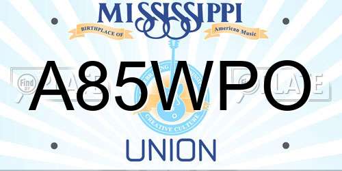 A85WPO Mississippi License Plate