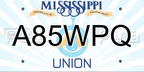 A85WPQ Mississippi License Plate