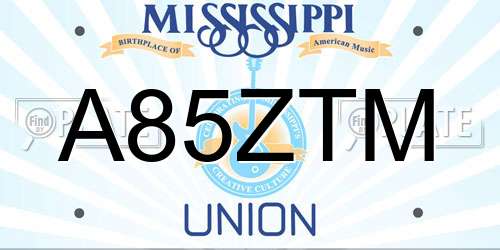 A85ZTM Mississippi License Plate