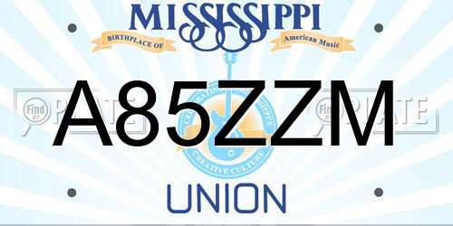 A85ZZM Mississippi License Plate