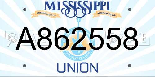 A862558 Mississippi License Plate