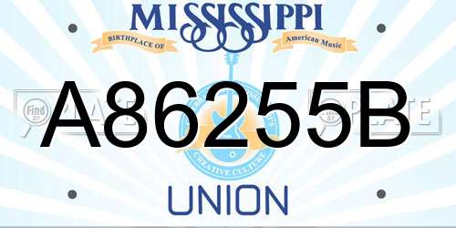 A86255B Mississippi License Plate