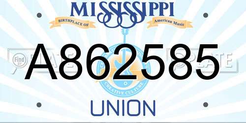A862585 Mississippi License Plate