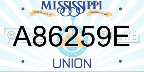 A86259E Mississippi License Plate