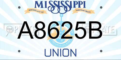 A8625B Mississippi License Plate