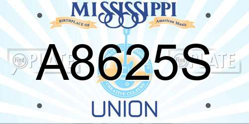 A8625S Mississippi License Plate
