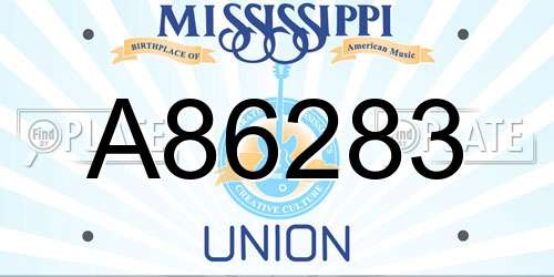 A86283 Mississippi License Plate