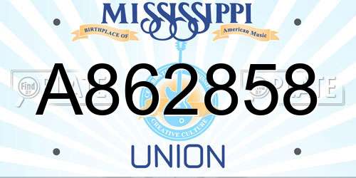 A862858 Mississippi License Plate