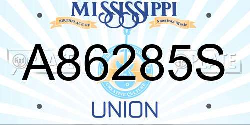A86285S Mississippi License Plate