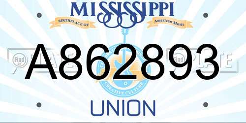 A862893 Mississippi License Plate