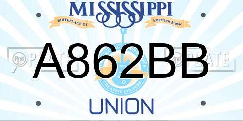 A862BB Mississippi License Plate