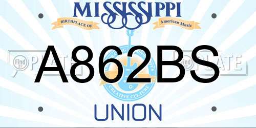 A862BS Mississippi License Plate