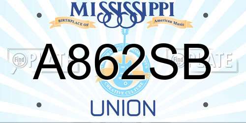 A862SB Mississippi License Plate