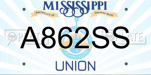 A862SS Mississippi License Plate