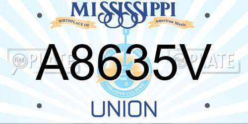 A8635V Mississippi License Plate
