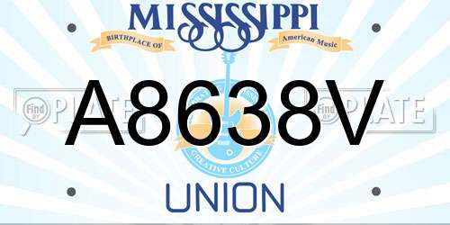 A8638V Mississippi License Plate