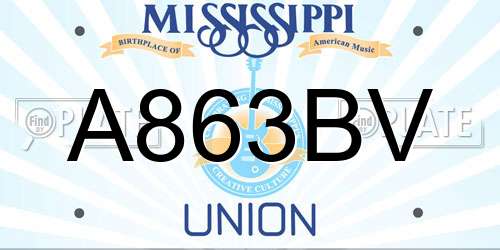 A863BV Mississippi License Plate