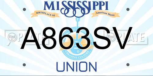 A863SV Mississippi License Plate