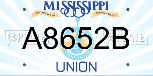A8652B Mississippi License Plate