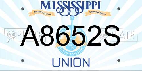 A8652S Mississippi License Plate