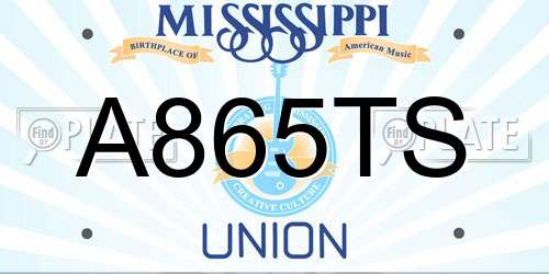 A865TS Mississippi License Plate