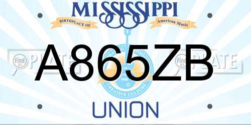 A865ZB Mississippi License Plate