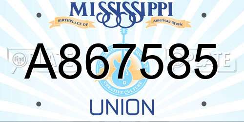 A867585 Mississippi License Plate