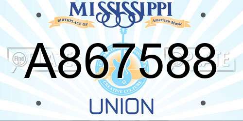 A867588 Mississippi License Plate