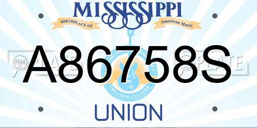 A86758S Mississippi License Plate