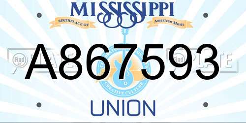 A867593 Mississippi License Plate